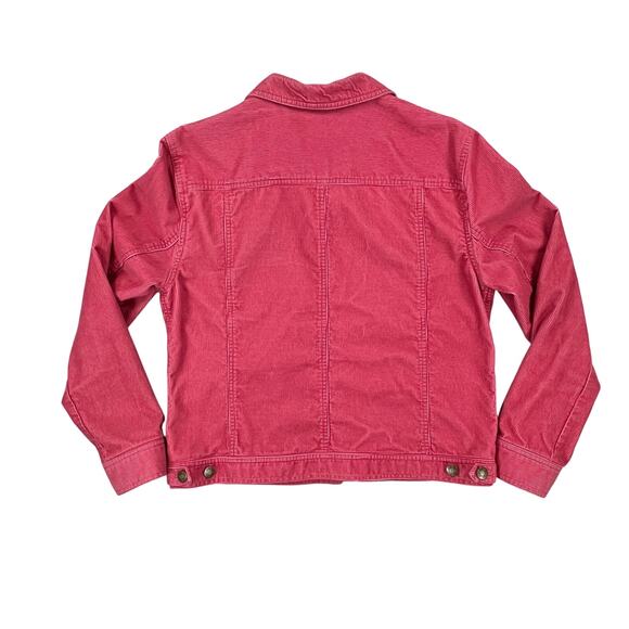 Jones New York Sport Corduroy Jean Jacket Pink Coral Womens Med Cottage VTG 90s - Picture 2 of 7